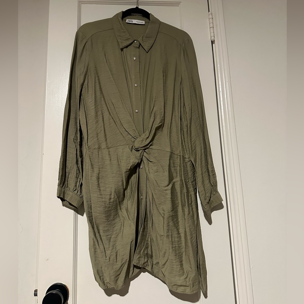 Zara Khaki Women’s Shirt Dress